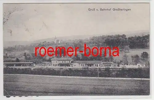 77414 Ak Gruß vom Bahnhof Großheringen Totalansicht 1914