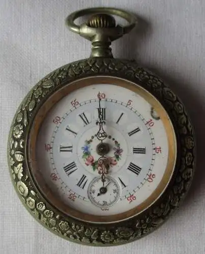 elegante Lépine Taschenuhr Jura koloriertes Zifferblatt um 1900 (140761)