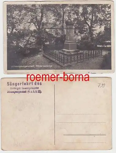 42228 Ak Johanngeorgenstadt Röderdenkmal Sängerfahrt 4.u.5.9. 1926