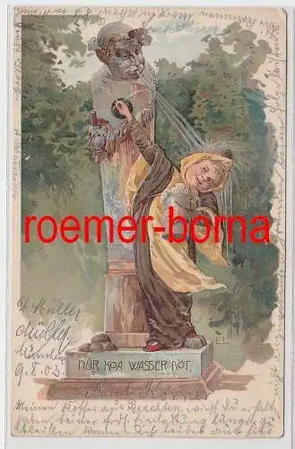 28407 Humor Präge Ak Münchner Kindl "Nur koa Wasser nöt" 1903