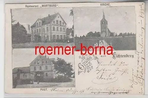 75774 Mehrbild Ak Gruss aus Lichtenberg Restaurant Wartburg, Kirche, Post 1900