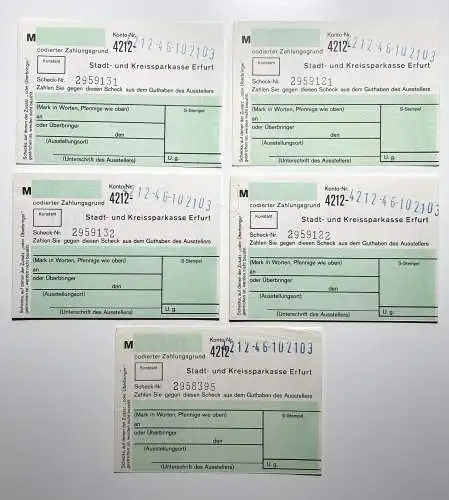 21 x DDR Schecks der Stadt- &  Kreissparkasse Erfurt 1982 (155025)