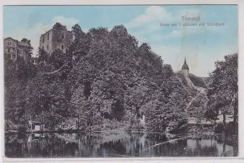 82592 Ak Tharandt Ruine mit Schloßkirche und Schlossteich 1917