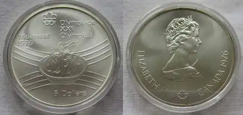 5 Dollar Silber Münze Canada Kanada Olympiade Montreal olymp.Feuer 1976 (158394)