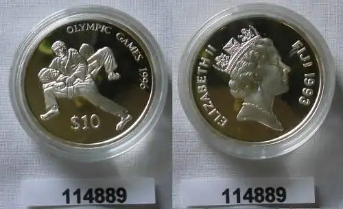 10 Dollar Silber Münze Fiji Fidschi Olympiade Atlanta 1996 2 Judoka PP (114889)