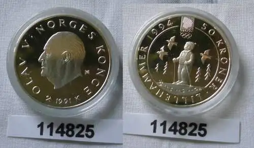 50 Kronen Silber Münze Norwegen Olympiade 1994 Lillehammer 1991 (114825)