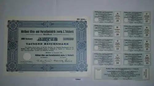 1000 RM Aktie Meißner Ofen- und Porzellanfabrik (vorm.C.Teichert) 1934 (130997)