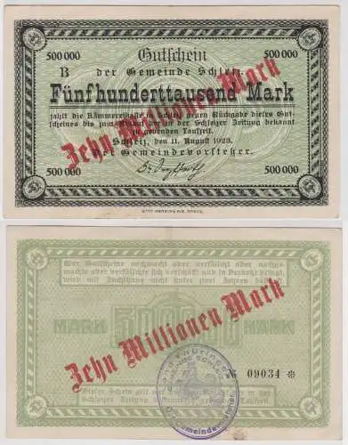 10 Millionen Mark Banknote Inflation Gemeinde Schleiz 11.8.1923 (147017)