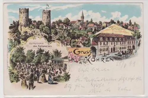 64064 AK Gruss aus Kohren - Hotel und Gartenlokal des Rathskellers 1899