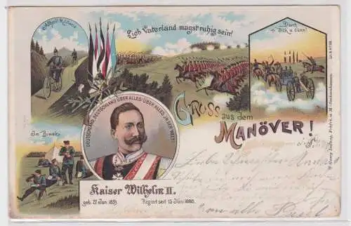 70456 AK Gruss aus dem Manöver! Kaiser Wilhelm II. 1899