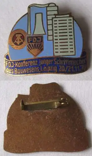 DDR Abzeichen FDJ Konferenz junger Schrittmacher des Bauwesens Leipzig (130327)