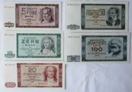 Banknoten 5 bis 100 Mark DDR 1964 Kassenfrische Erhaltung (168322)