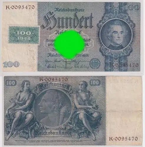 100 Mark Banknote DDR Deutsche Notenbank 1948 Kuponausgabe Ro.Nr.338 a (167962)