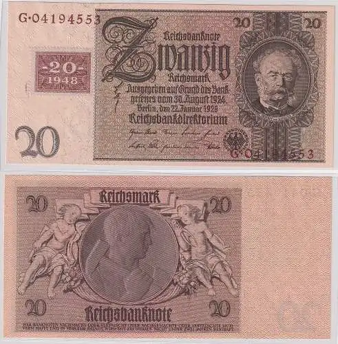 20 Mark Banknote DDR Deutsche Notenbank 1948 Kuponausgabe Ro.Nr.335c (167648)