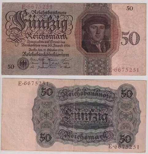 50 Mark Banknote Berlin 11.10.1924 Rosenberg 170a (168028)