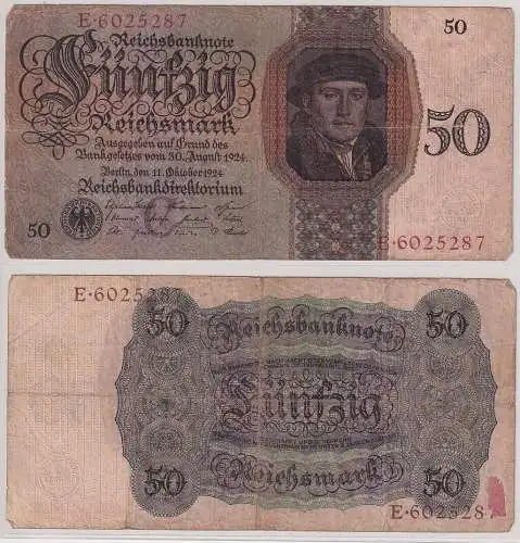 50 Mark Banknote Berlin 11.10.1924 Rosenberg 170a (168166)