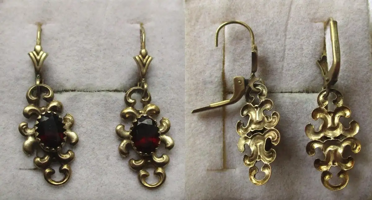 charmante zierliche 333er Gold Ohrringe mit Granat (168045) 0