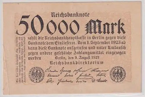 50000 Mark Banknote Berlin 9.8.1923 Rosenberg 98 (168134)