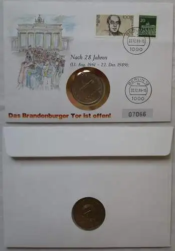 Numisbrief mit 20 Mark Brandenburger Tor ist wieder offen 22.12.1989 (168029)