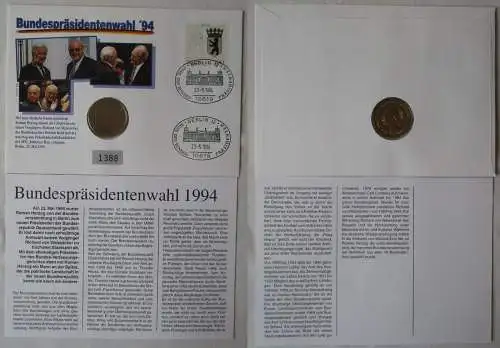 Numisbrief mit 5 Mark Brandenburger Tor 1982 Bundespräsidentenwahl 1994 (168000)