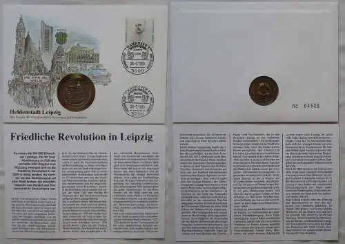 Numisbrief mit 5 Mark Thomaskirche Leipzig 1984 Heldenstadt 1990 (167927)