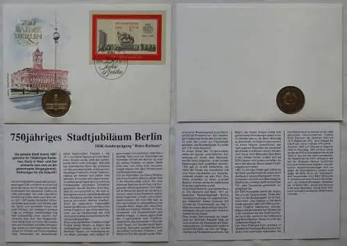 DDR Numisbrief mit 5 Mark 750 Jahre Berlin Rotes Rathaus 1987 (167785)