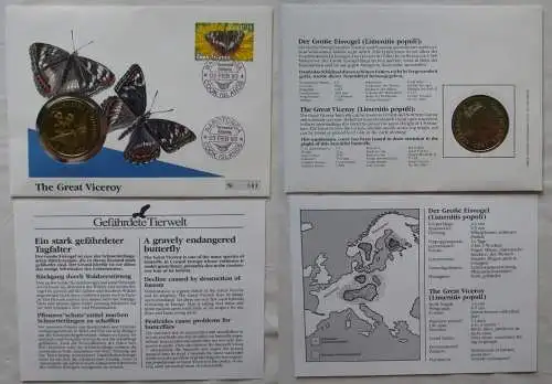 Numisbrief Der große Eisvogel mit 5 Dollar Münze Cook Islands 1992 (167929)