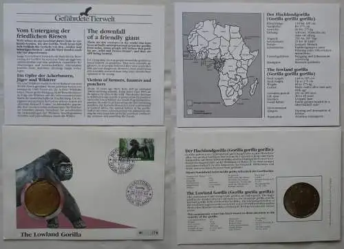 Numisbrief Der Gorilla mit 5 Dollar Münze Cook Islands 1992 (168014)