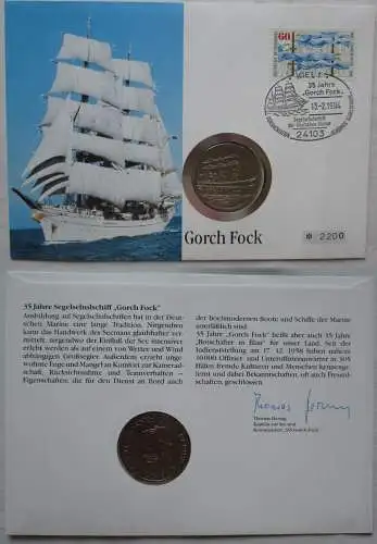 Numisbrief Gorch Fock mit 200 Franc Münze Congo 1993 (167810)