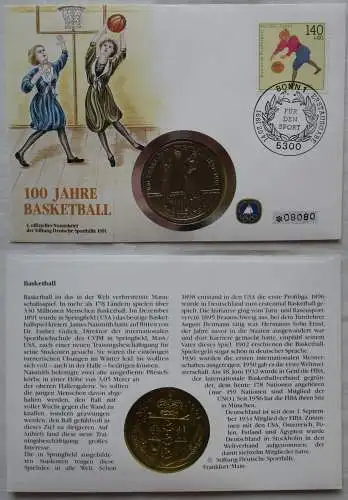 Numisbrief 100 Jahre Basketball mit 5 Dollar Niue 1991 (167780)