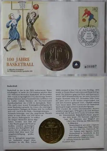 Numisbrief 100 Jahre Basketball mit 5 Dollar Niue 1991 (167779)