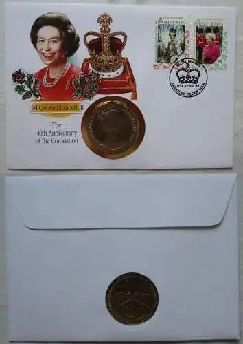 Numisbrief 1 Crown Isle of Man 1989 40th Anniversary of the Coronation (167777)