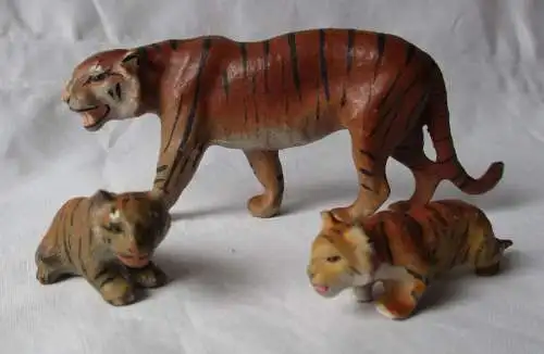 Lineol Elastolin Masse Figur Tiger mit Jungen um 1930 ca. 12 x 4,5 cm (167250)