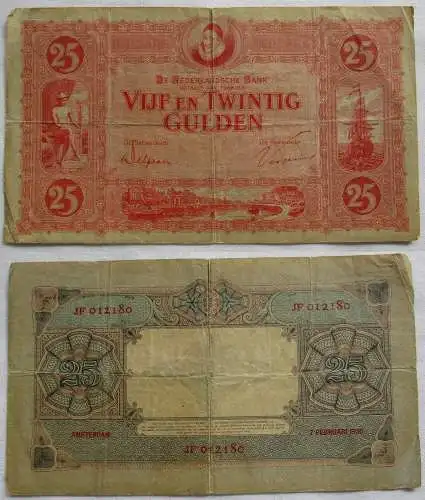 25 Gulden Banknote Niederlande 7. Februar 1930 roter Druck (166113)