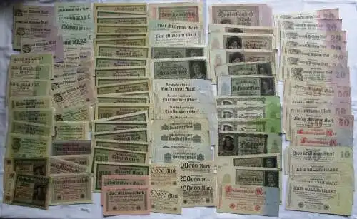 Sammlung mit 100 Banknoten Deutschland Inflation, Deutsches Reich (166226)