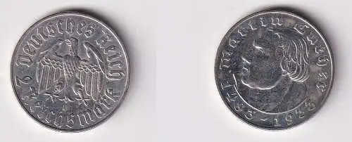 2 Mark Silber Münze Martin Luther 1933 E Jäger 352 (136114)