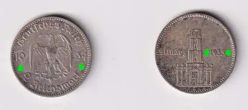 2 Mark Silber Münze 3. Reich Garnisonkirche mit Datum 1934 F Jäger 355 (133883)