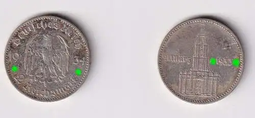 2 Mark Silber Münze 3. Reich Garnisonkirche mit Datum 1934 A Jäger 355 (134603)