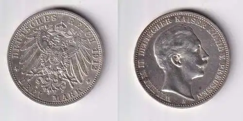 3 Mark Silbermünze Preussen Kaiser Wilhelm II 1912 A Jäger 103 ss (133548)