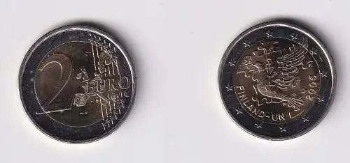 2 Euro Bi-Metall Münze Finnland 60 Jahre UNO 2005 Stempelglanz (137301)