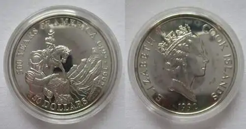 50 Dollar Silbermünze Cook Inseln 1992 500 Jahre Amerika Coronado (166617)