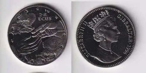 2,8 Euro Nickel Münze Gibraltar 1994 Einweihung des Eurotunnels (144162)