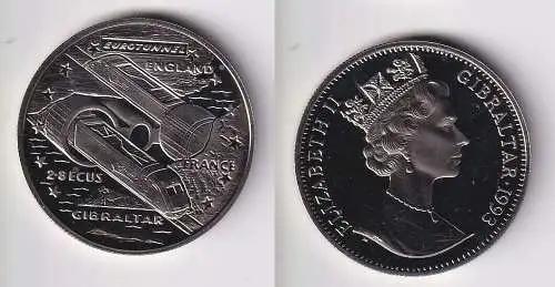 2,8 Euro Nickel Münze Gibraltar 1993 Einweihung des Eurotunnels (141650)