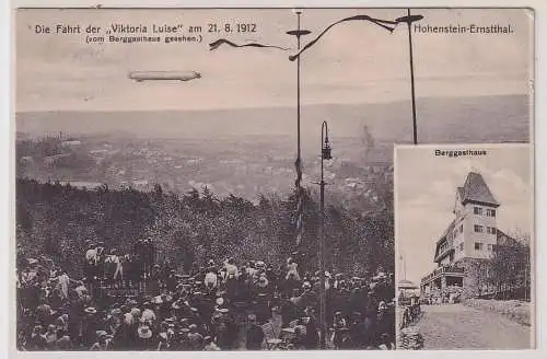 31733 Ak die Fahrt des Zeppelin "Viktoria Luise" über Honenstein Ernstthal 1912