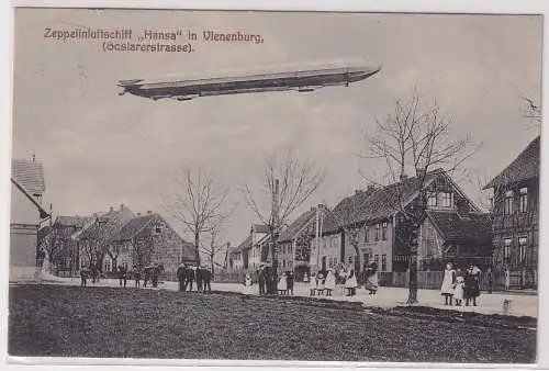 43894 Ak Zeppelinluftschiff "Hansa" in Vienenburg (Goslaerstrasse) 1913