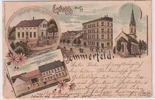 08467 Ak Lithographie Gruß aus Sommerfeld bei Leipzig Gasthof usw. um 1900