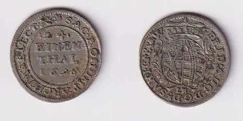 1/24 Taler Silber Münze Sachsen 1696 IK ss+ (158470)