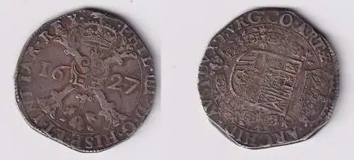 1 Patagon Silber Münze Spanische Niederlande Philipp IV. Arras 1627 (125810)