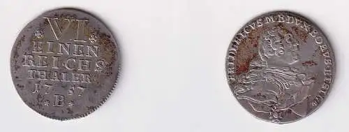 1/6 Taler Silber Münze Brandenburg Bayreuth 1757 B vz (116245)