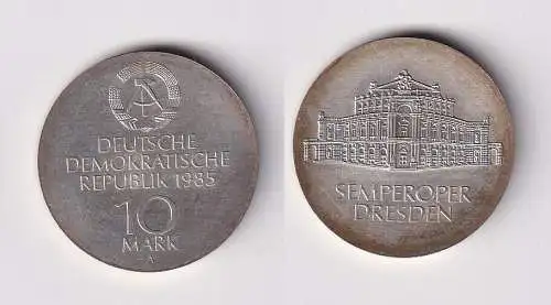 DDR Gedenk Münze 10 Mark Semperoper Dresden 1985 Silber Stempelglanz (126587)